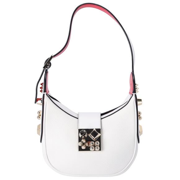 Christian Louboutin Carasky Mini Shoulder Bag White Pebbled Leather - Picture 1 of 11